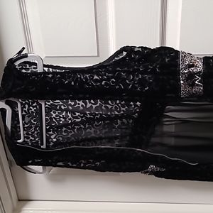 Leapard velour beaded vest